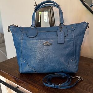 Coach Blue Leather Tote Bag